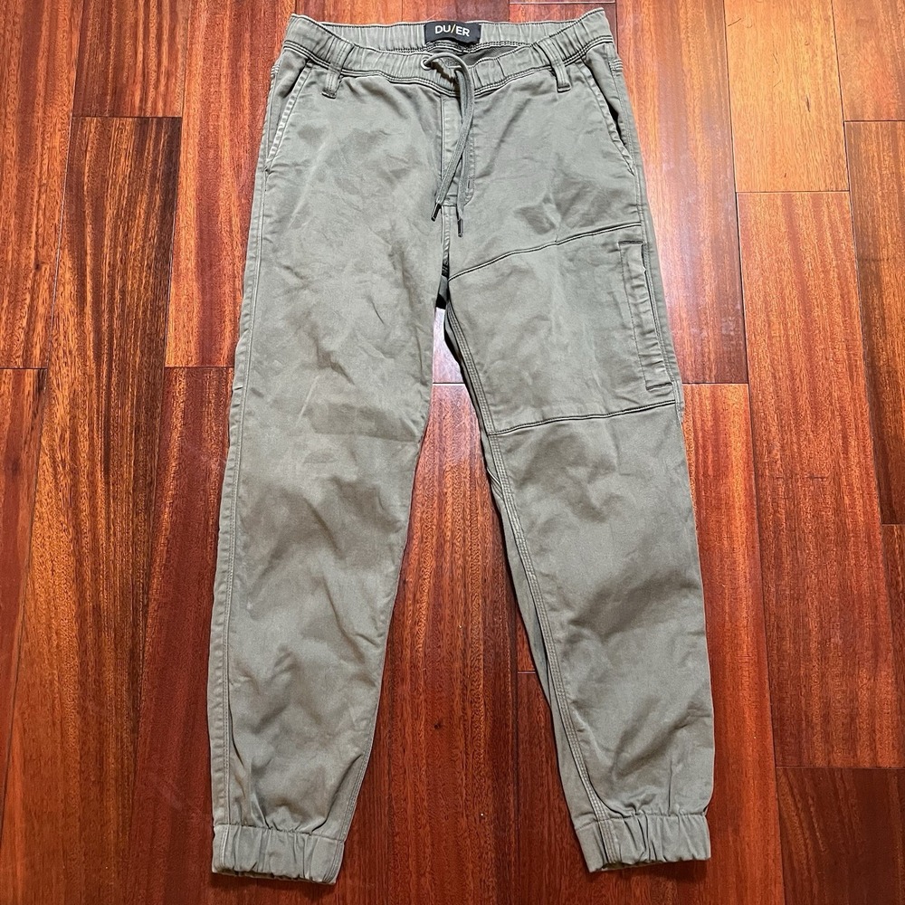 DUER Pants Mens 30x29 No Sweat Joggers MJNS1100 Drawstring Olive Green 30x25